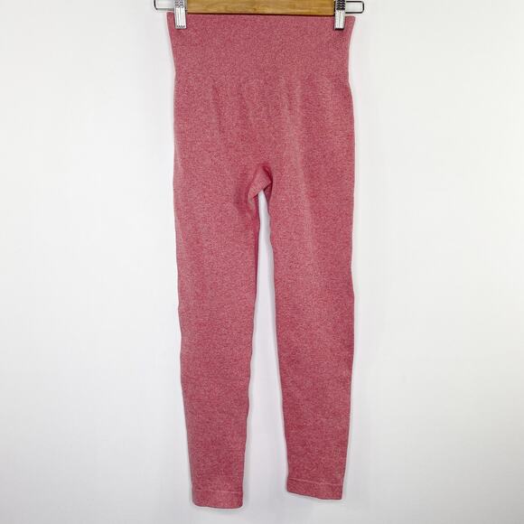 Pink Ribbed Pull On High-Rise Activewear Leggings Women's Size Small S - Picture 1 of 6